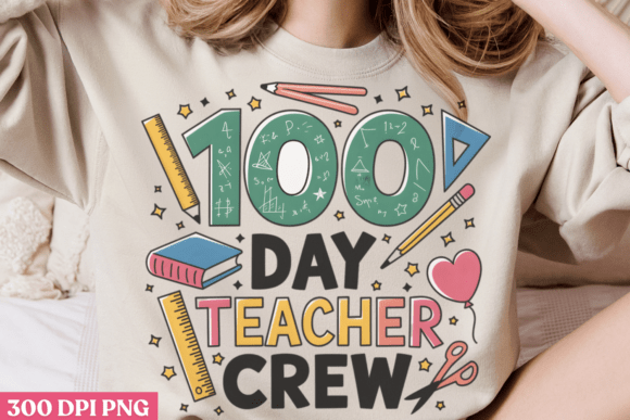 100 Day Teacher Crew PNG: A Versatile Design for Creative Projects