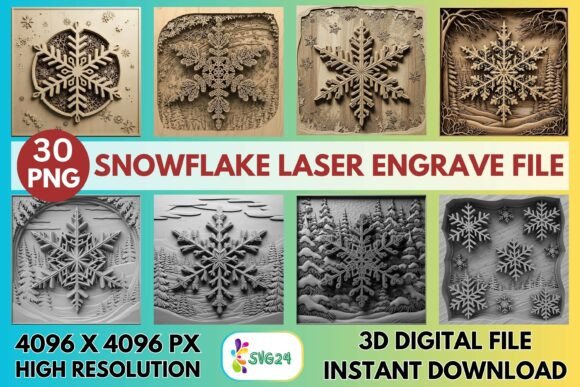 3d Snowflake Laser Engrave PNG File: A Versatile Resource for Creative Projects