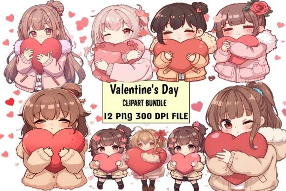 Adorable Valentine’s Girl Clipart Pack: A Sweet Addition to Your Creative Projects