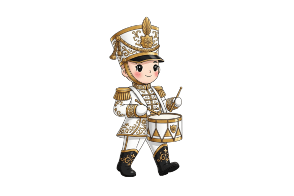 Cartoon Drummer Boy in Uniform: A Festive Addition to Your Holiday Designs