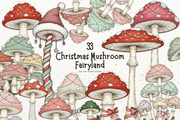 Christmas Vintage Mushrooms Clipart: A Creative Resource for Designers and Crafters