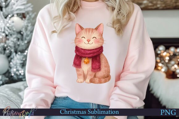Cute Christmas Cat Sublimation PNG: A Festive Design for Every Holiday Project