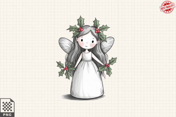 Cute Holly Girl Clipart PNG Design for Creative Projects