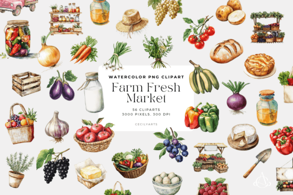 Farm Fresh Market Cliparts: A Strategic Design Resource for Creative Professionals