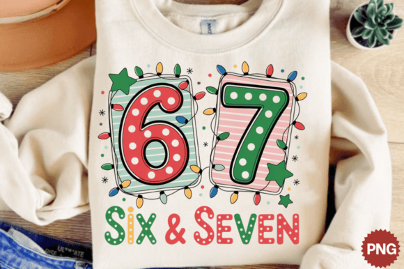 Retro Red Green 67 Six Seven PNG