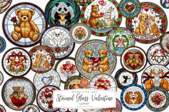 Stained Glass Valentine Clipart
