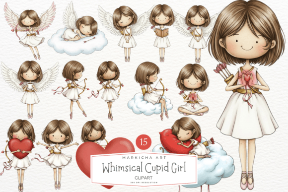 Whimsical Cupid Girl Clipart